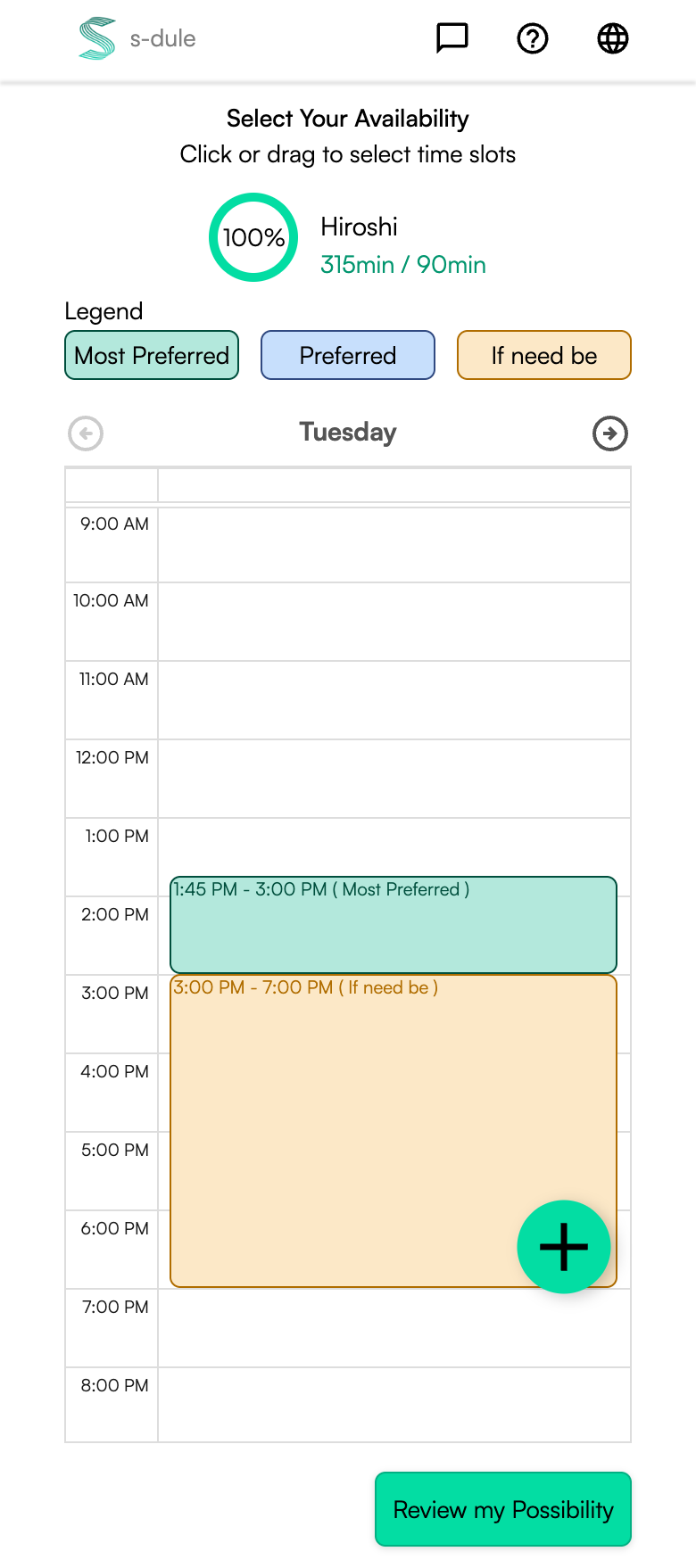 Student's availability